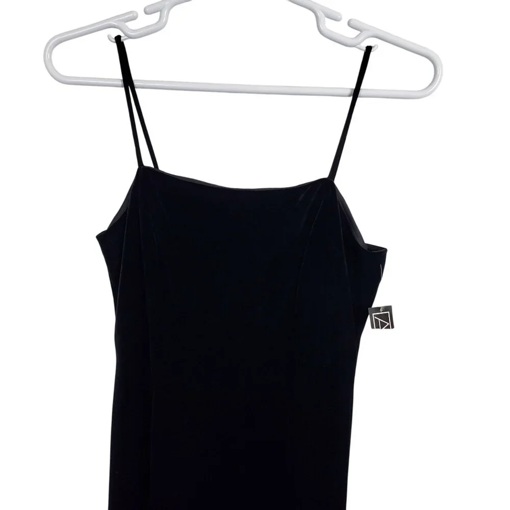 Alex Evenings Size 12 Dress Slip Gown Velvet Spaghetti Strap Evening Back Slit - Picture 6 of 15